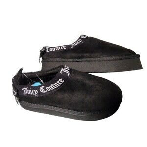 Juicy Couture Black Olyana C Closed Toe Clog Slippers NEW Sz 6 Rhinestone Charm